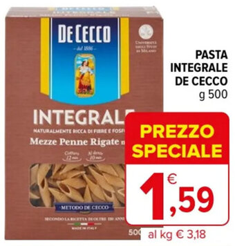 Iperal PASTA INTEGRALE DE CECCO g 500 offerta