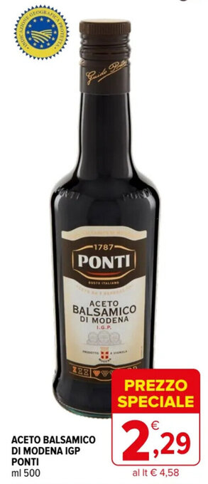 Iperal ACETO BALSAMICO DI MODENA IGP PONTI ml 500 offerta