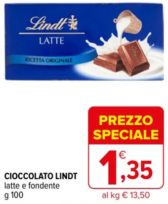 CIOCCOLATO LINDT latte e fondente g 100