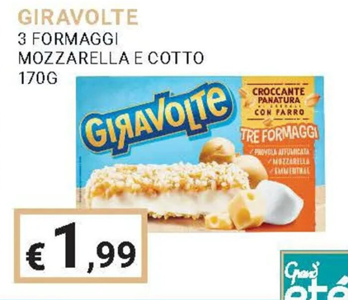 GIRAVOLTE 3 3 FORMAGGI MOZZARELLA E COTTO 170G offerta di Eté