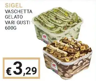 SIGEL VASCHETTA GELATO VARI GUSTI 600G