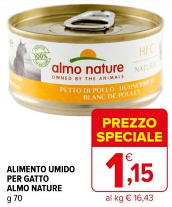 Iperal ALIMENTO UMIDO PER GATTO ALMO NATURE g 70 offerta