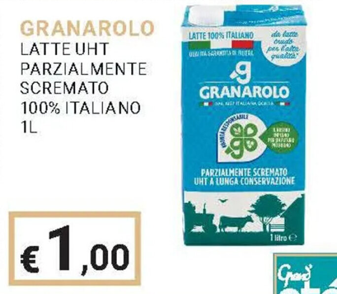 Eté GRANAROLO LATTE UHT PARZIALMENTE SCREMATO 100% ITALIANO 1L offerta