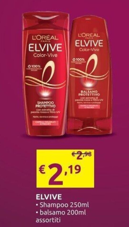 PiùMe ELVIVE • Shampoo 250ml • balsamo 200ml offerta
