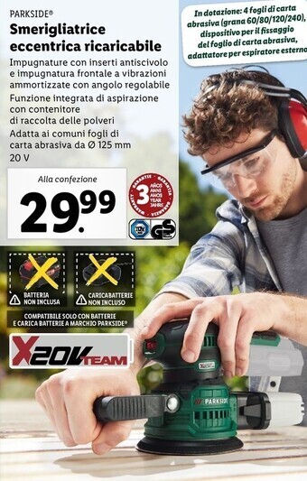 Parkside smerigliatrice eccentrica ricaricabile offerta di Lidl