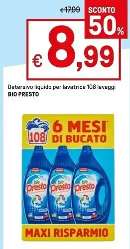 Iper La Grande Bio presto detersivo liquido per lavatrice 108 lavaggi offerta