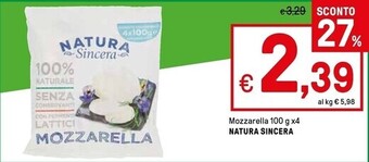 Iper La Grande Natura sincera mozzarella offerta