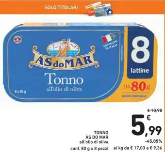 Spazio Conad As do Mar Tonno 80g x 8 pezzi offerta