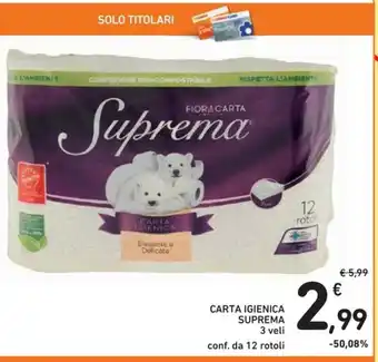 Spazio Conad Suprema Carta Igienica 12 rotoli offerta