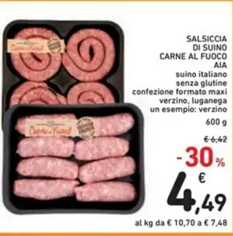 Spazio Conad Aia Carne Al Fuoco Salsiccia di Suino 600g offerta