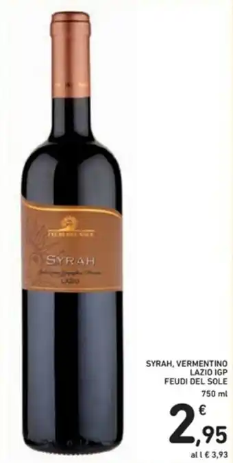 Spazio Conad Feudi del Sole Syrah, Vermentino Lazio Igp 750ml offerta