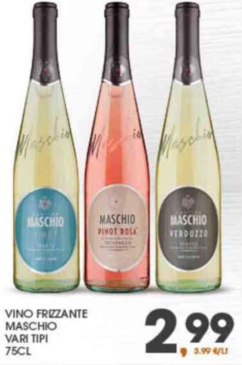 Interspar VINO FRIZZANTE MASCHIO VARI TIPI 75CL offerta