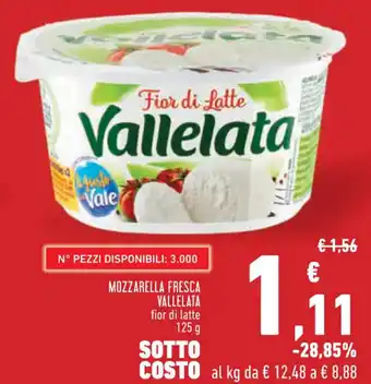 Conad Margherita MOZZARELLA FRESCA VALLELATA fior di latte 125 g offerta