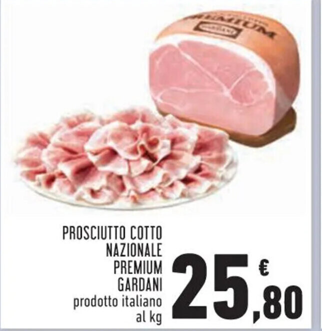 PROSCIUTTO COTTO NAZIONALE PREMIUM GARDANI prodotto italiano al kg