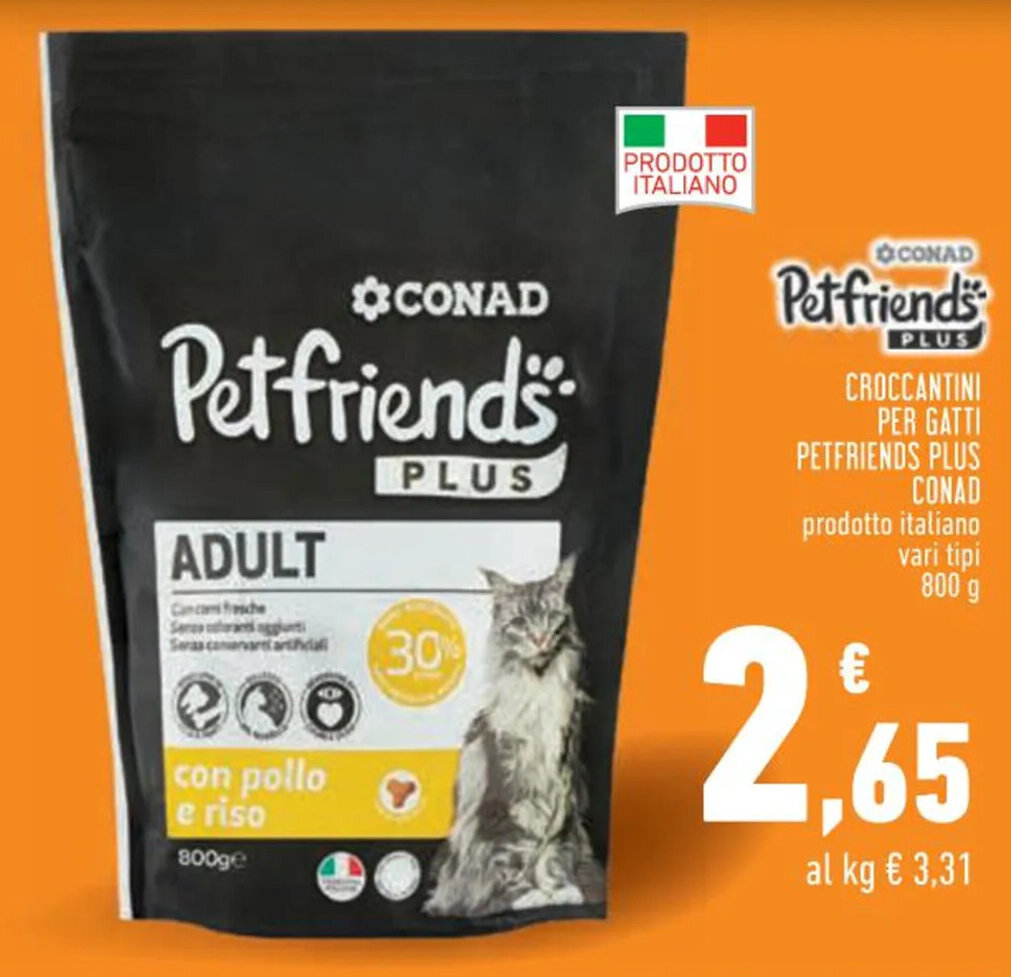 CROCCANTINI PER GATTI PETFRIENDS PLUS CONAD prodotto italiano vari tipi