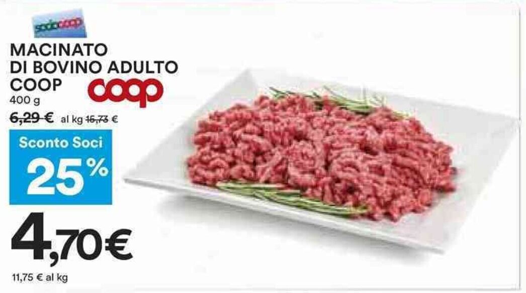 Coop MACINATO DI BOVINO ADULTO COOP 400 g offerta