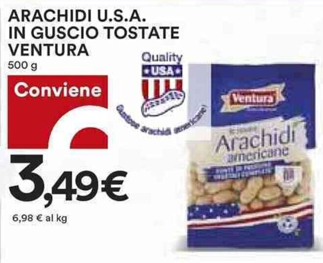 Coop ARACHIDI U.S.A. IN GUSCIO TOSTATE VENTURA 500 g offerta