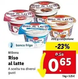 Lidl Milbona riso al latte offerta