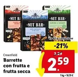 Lidl Crownfield barrette con frutta e frutta secca offerta