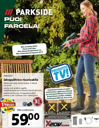 Lidl Parkside idropulitrice ricaricabile offerta