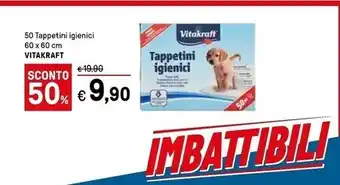 Iper La Grande Vitakraft 50 tappetini igienici 60 x 60 cm offerta