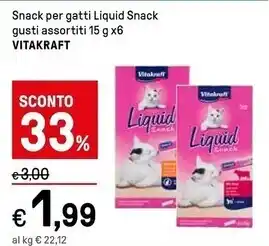 Iper La Grande Vitakraft snack per gatti liquid snack offerta