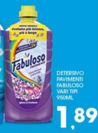 Eurospar DETERSIVO PAVIMENTI FABULOSO VARI TIPI 950ML offerta