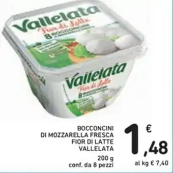 Spazio Conad Vallelata Fior di Latte Bocconcini di Mozzarella Fresca 200g 8 pezzi offerta