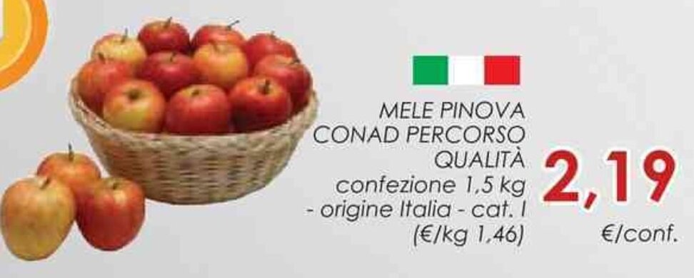 Conad Bassi Fissi MELE PINOVA CONAD PERCORSO QUALITÀ confezione 1,5 kg offerta