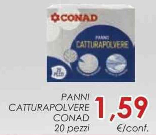 Conad PANNI CATTURAPOLVERE CONAD 20 pezzi offerta