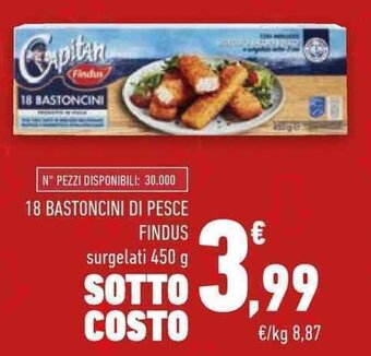 Conad 18 BASTONCINI DI PESCE FINDUS surgelati 450 g offerta