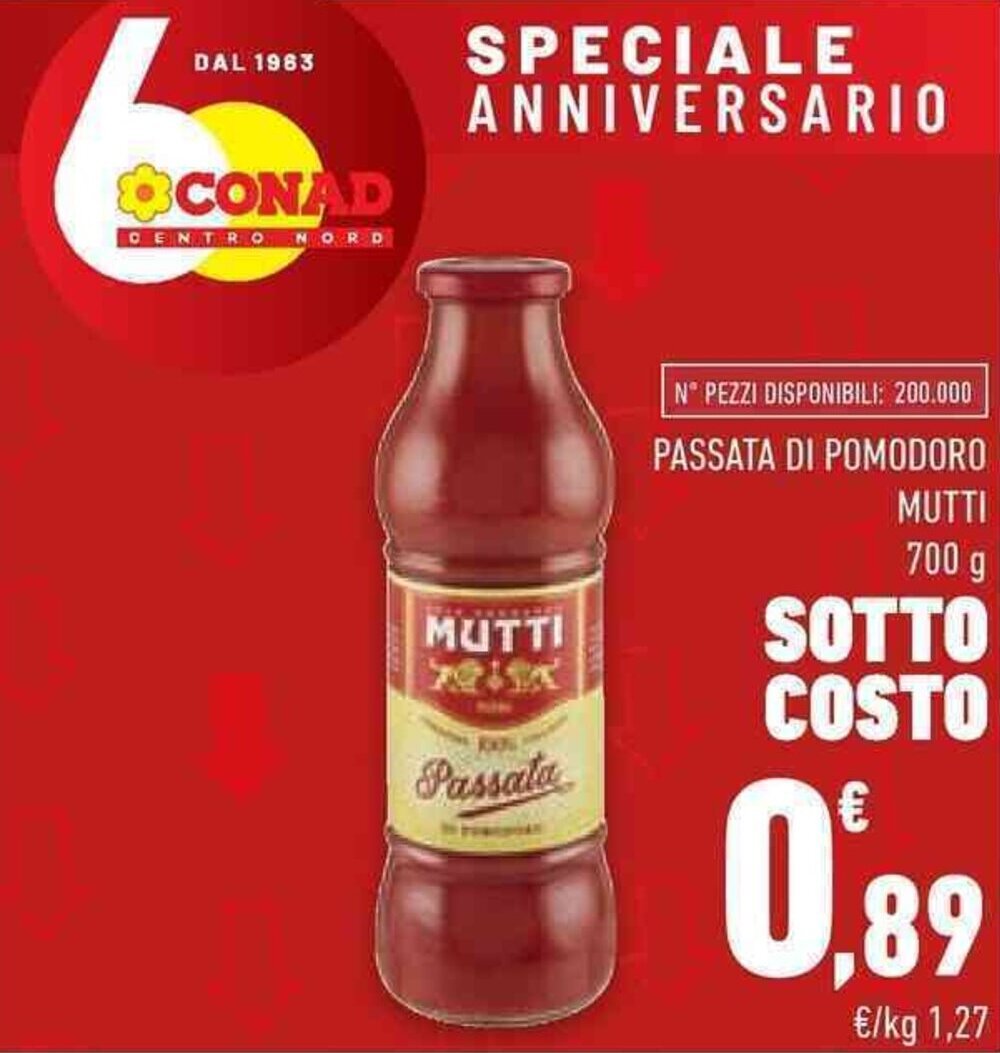 Conad PASSATA DI POMODORO MUTTI 700 g offerta