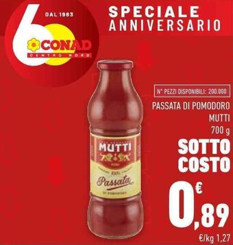 Conad PASSATA DI POMODORO MUTTI 700 g offerta