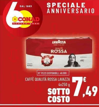 Conad CAFFÈ QUALITÀ ROSSA LAVAZZA 4x250 g offerta