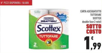Conad CARTA ASCIUGATUTTO TUTTOFARE SCOTTEX double face 2 rotoli offerta