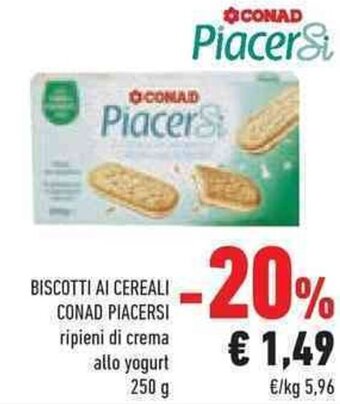 Conad BISCOTTI AI CEREALI CONAD PIACERSI 250 g offerta