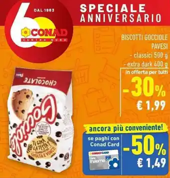 Conad BISCOTTI GOCCIOLE PAVESI classici 500 g offerta
