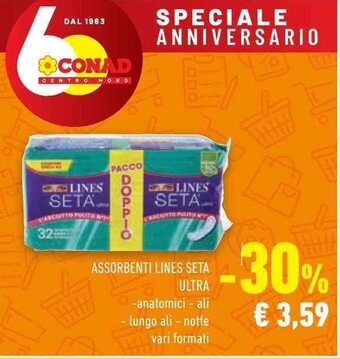 Conad ASSORBENTI LINES SETA ULTRA offerta