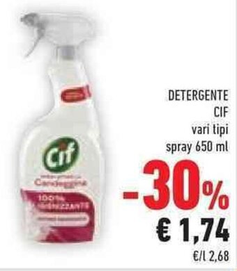 Conad DETERGENTE CIF vari tipi spray 650 ml offerta