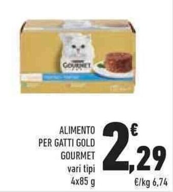 Conad ALIMENTO PER GATTI GOLD GOURMET vari tipi 4x85 g offerta