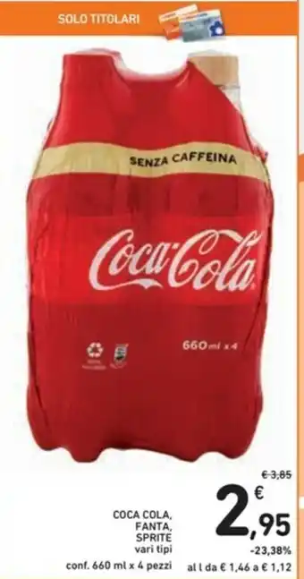 Spazio Conad Coca-Cola, Fanta, Sprite 660ml x 4 pezzi offerta