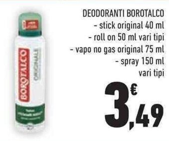 Conad DEODORANTI BOROTALCO - stick original 40 ml offerta