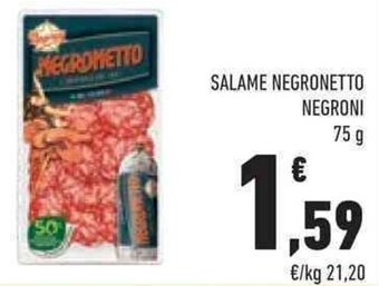 Conad SALAME NEGRONETTO NEGRONI 75 g offerta