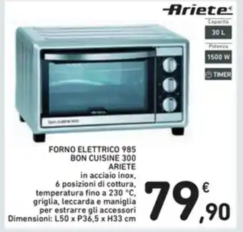 Spazio Conad Ariete Bon Cuisine 300 Forno Elettrico 985 offerta