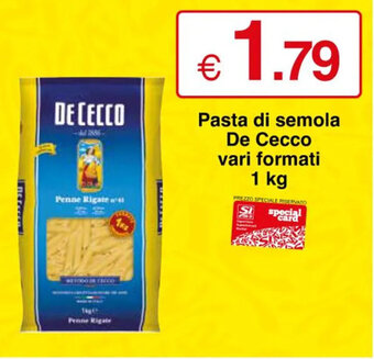 Pasta di semola De Cecco vari formati 1 kg