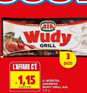 Il Gigante Aia il wurstel saporito wudy grill offerta