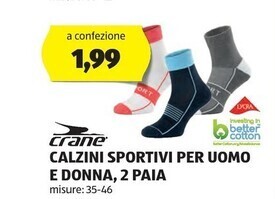 ALDI Crane calzini sportivi per uomo e donna , 2 paia offerta