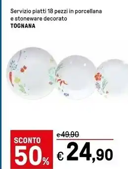 Iper La Grande Tognana servizio piatti 18 pezzi in porcellana e stoneware decorato offerta