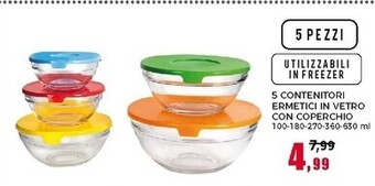 Happy Casa 5 contenitori ermetici in vetro con coperchio offerta
