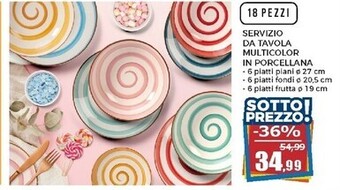 Servizio da tavola multicolor in porcellana